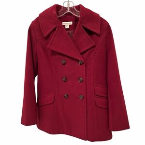 Coldwater Creek Deep Red Pea Coat